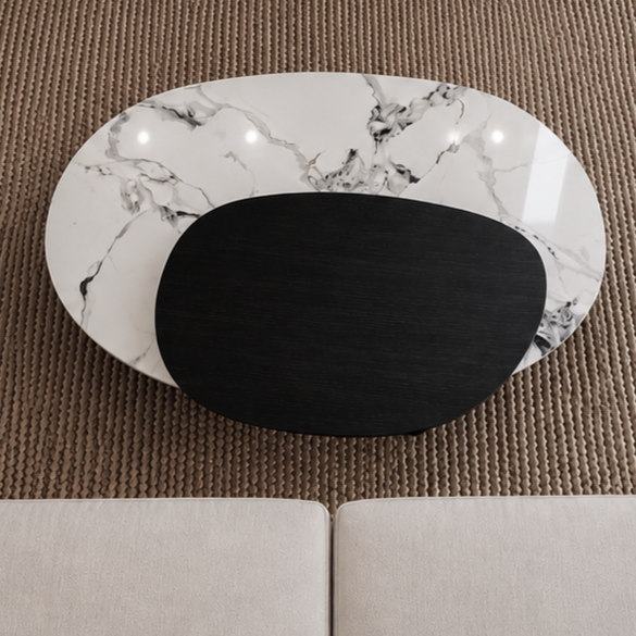 GEMMA Black & White Tempered Glass Coffee Table