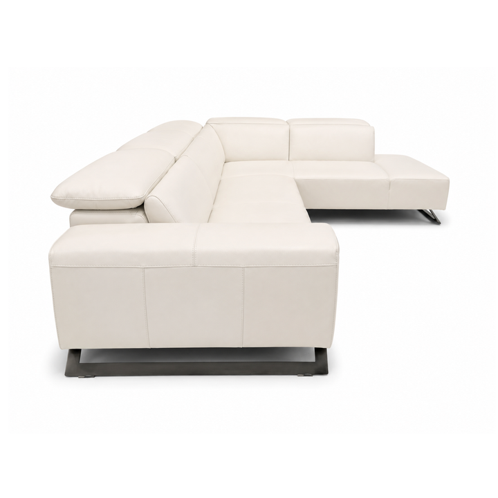 RICCI White Full Leather Sectional Sofa - Bellini