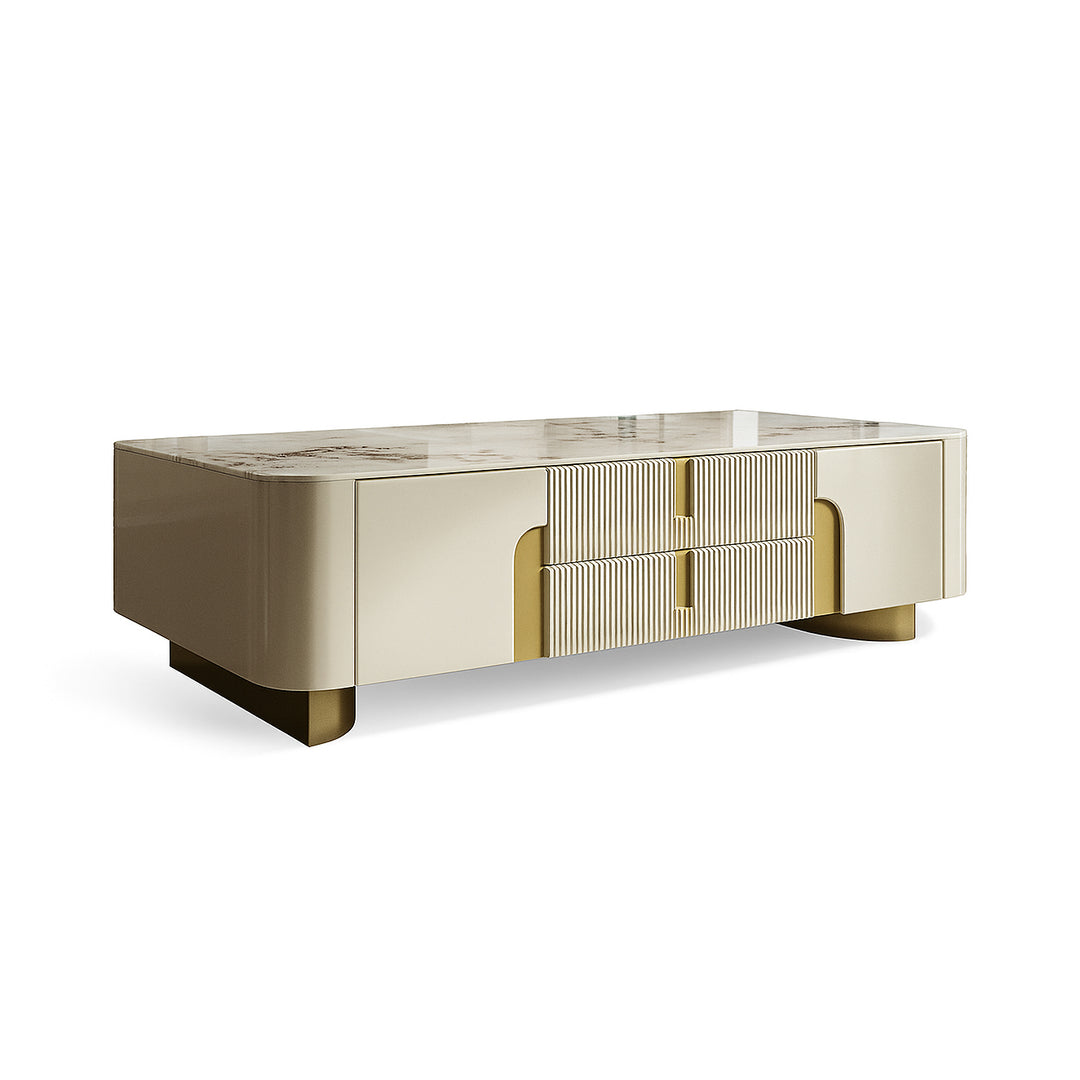 LUCERA Pandora Ceramic Coffee Table – Soft Gold Accents