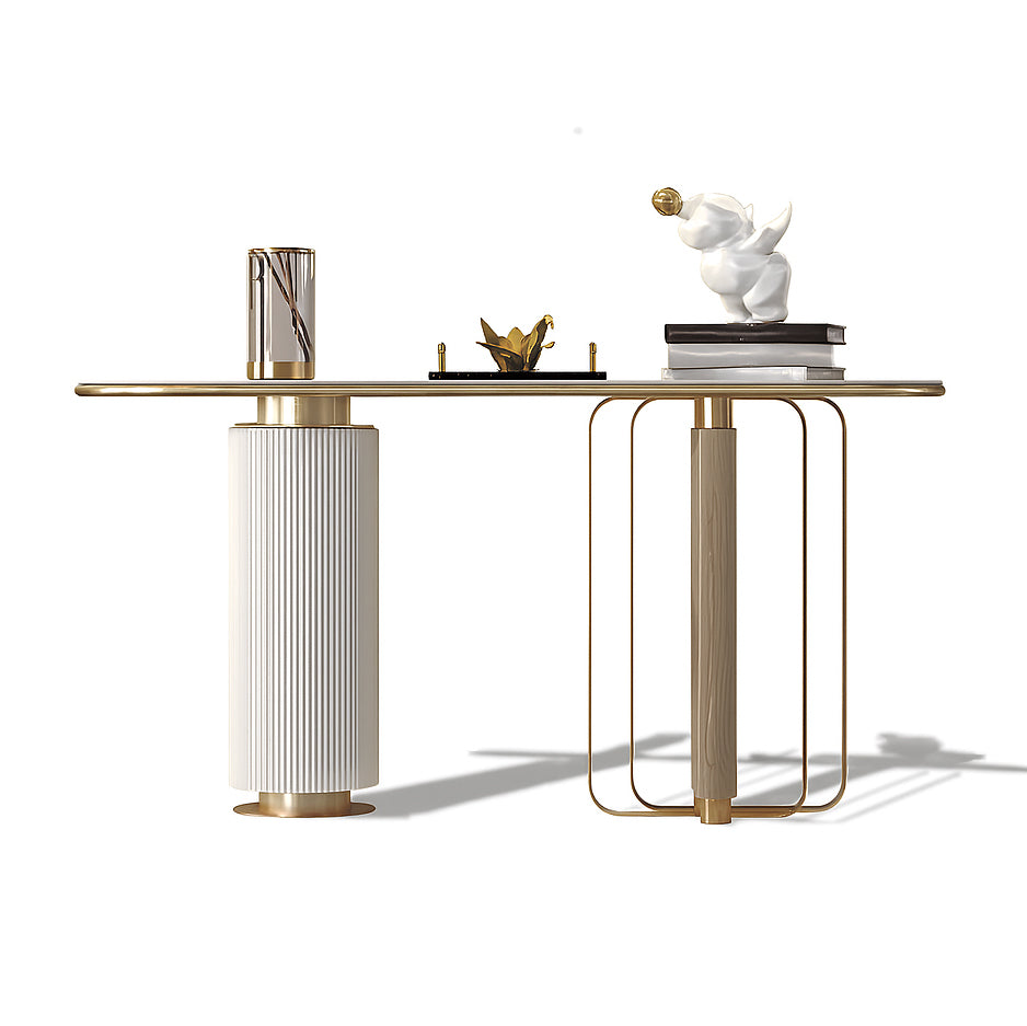 LIORA Gold & White Modern Entryway Console Table