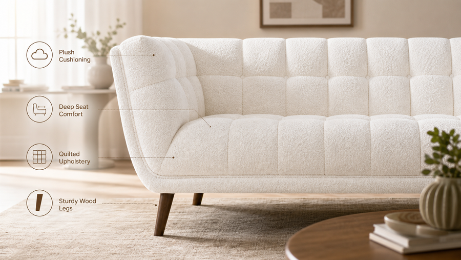 BEATRICE Fabric Three Seater Sofa