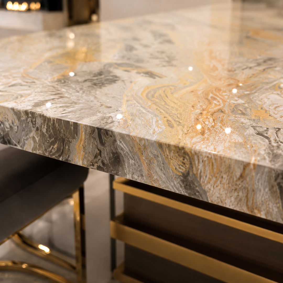 SATURN Venetian Wave Marble Dining Table - Stone International