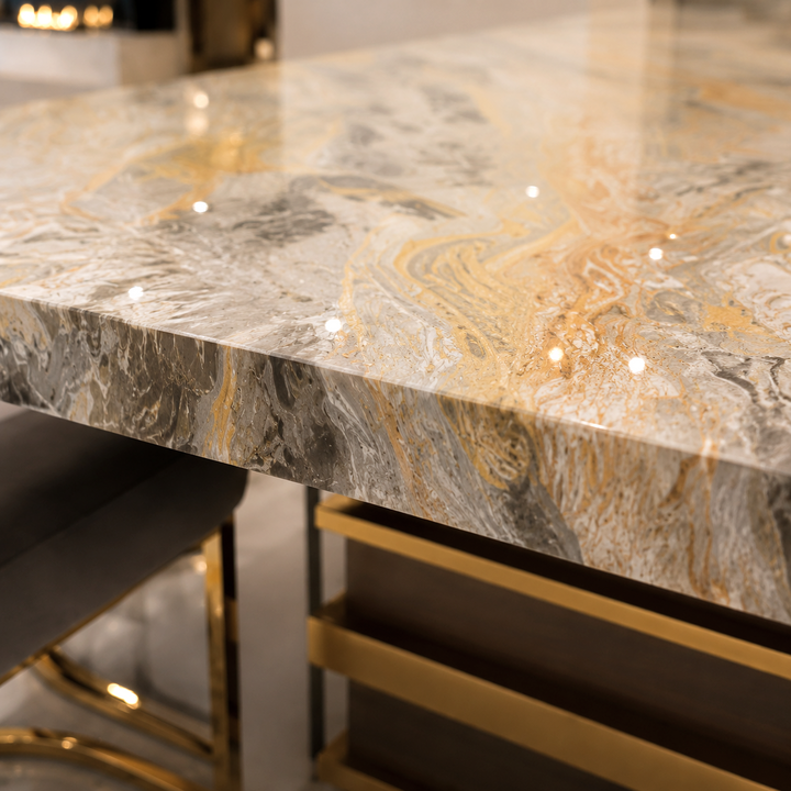 SATURN Venetian Wave Marble Dining Table - Stone International