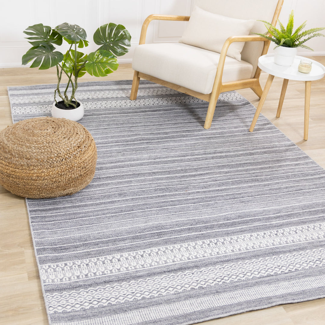 KYRA Grey White, Line Pattern Rug