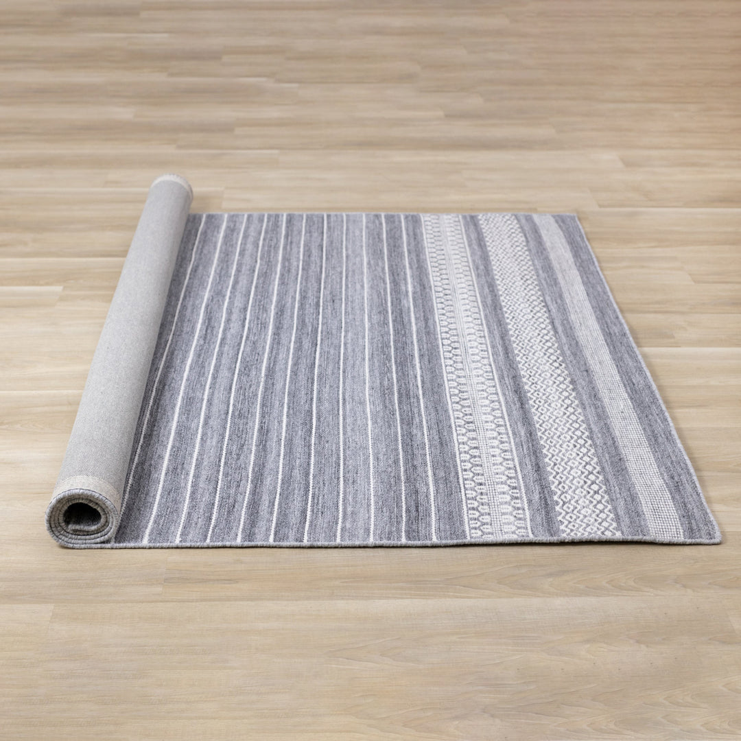 KYRA Grey White, Line Pattern Rug