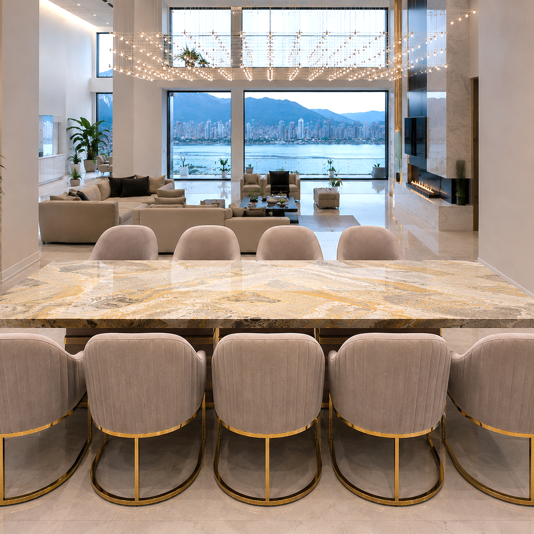 SATURN Venetian Wave Marble Dining Table - Stone International