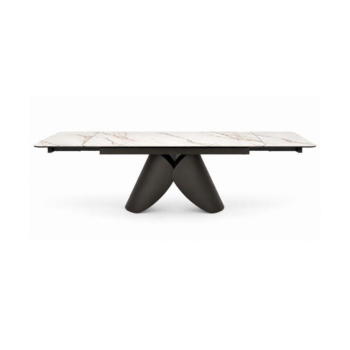 CAELAN Gilded White Ceramic Extendable Dining Table