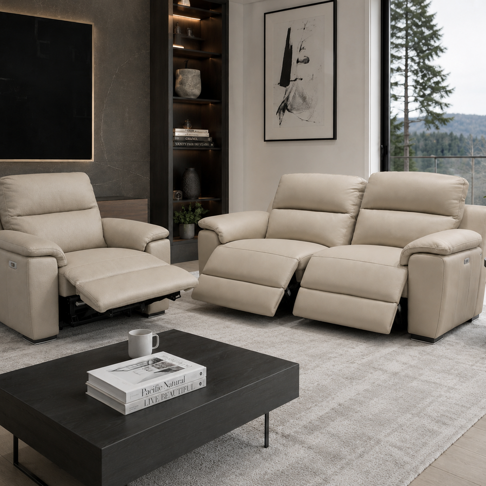 TAYLOR Full Leather Power Motion Sofa