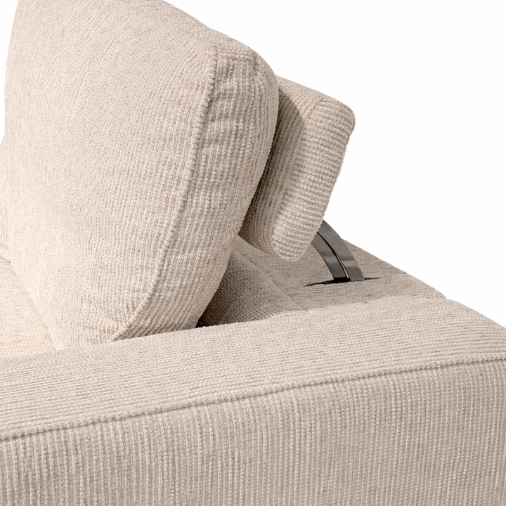 ELDRIC Beige Fabric Power Reclining Sectional Sofa