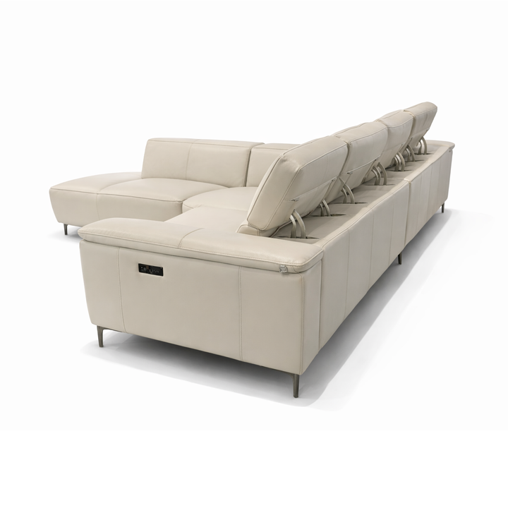 EVANDER Frost White Leather Power Motion Sectional Sofa