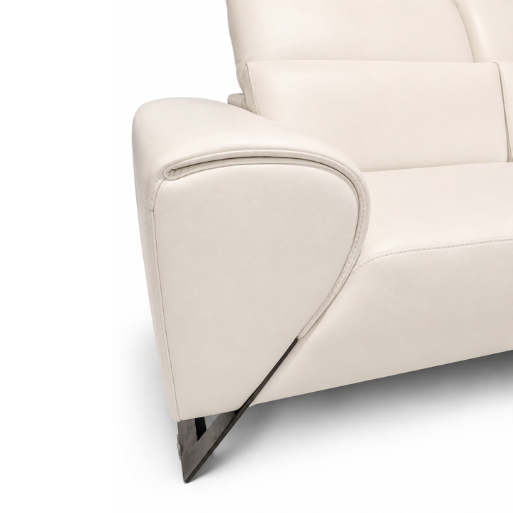 RICCI White Full Leather Sectional Sofa - Bellini