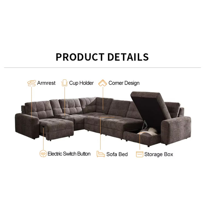 MARCUS Plush Storage Sectional Sofa Bed