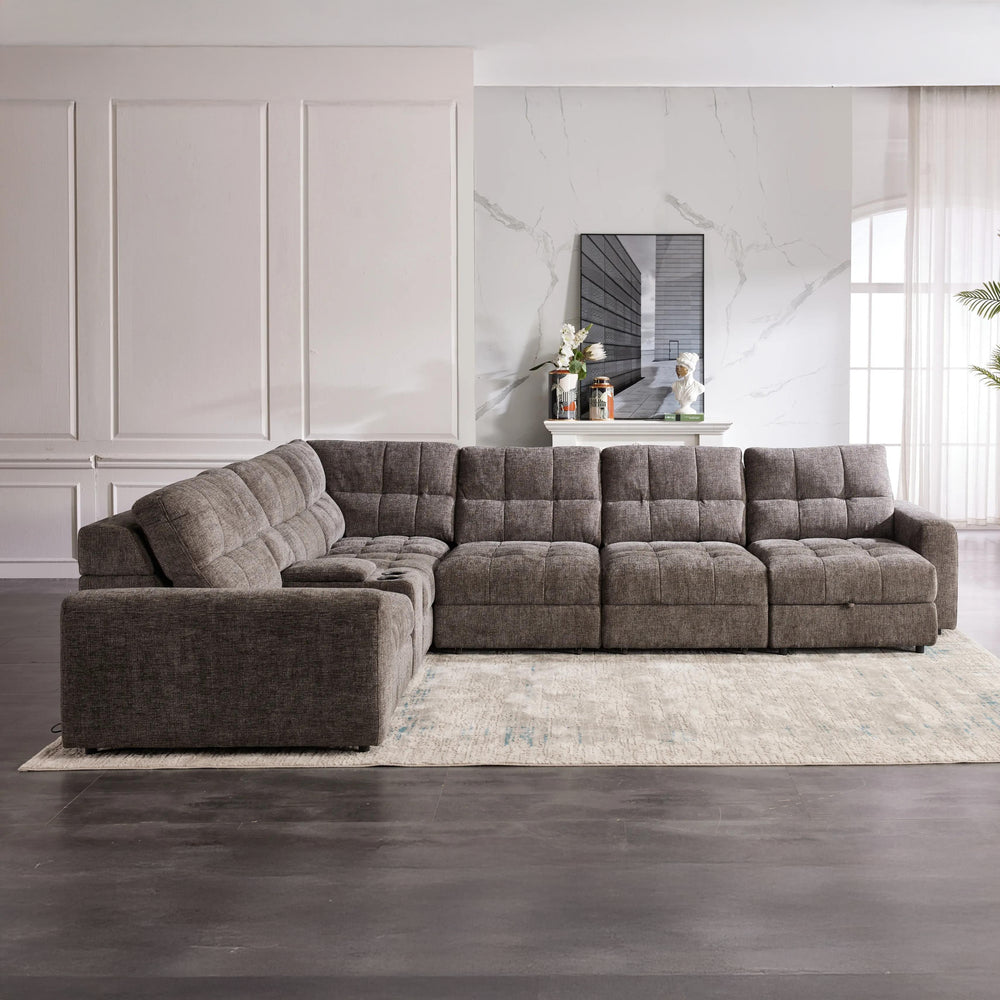 MARCUS Plush Storage Sectional Sofa Bed