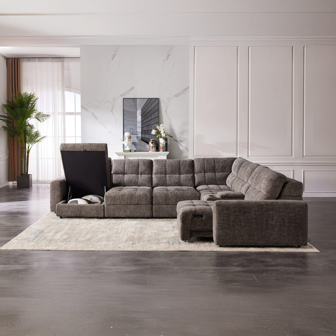 MARCUS Plush Storage Sectional Sofa Bed