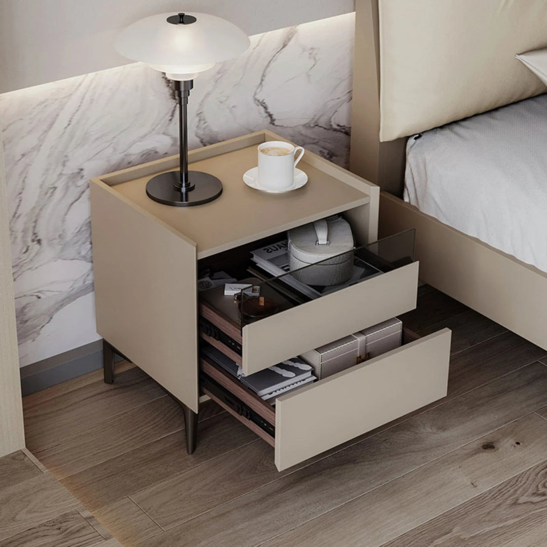 TYNE Grey Nightstand with Two Drawer