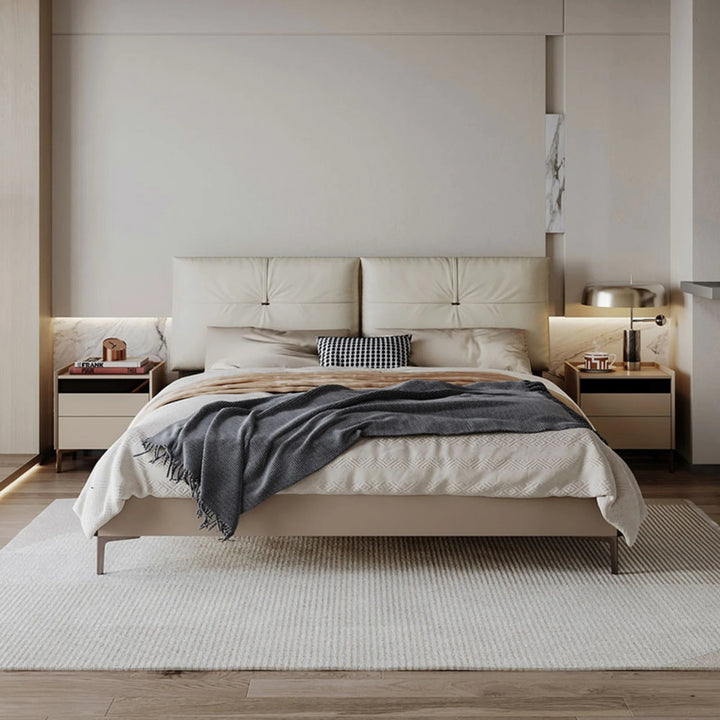 TYNE Grey Nightstand with Two Drawer