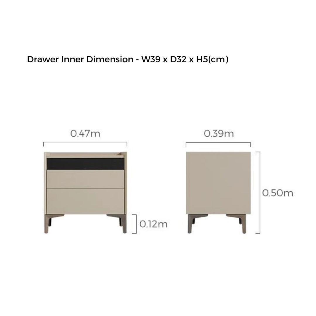 TYNE Grey Nightstand with Two Drawer