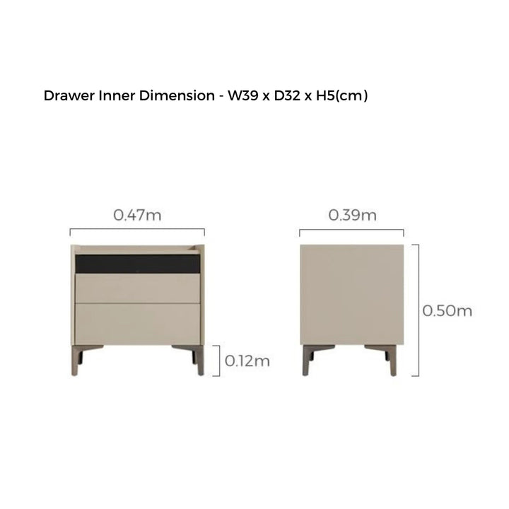 TYNE Grey Nightstand with Two Drawer