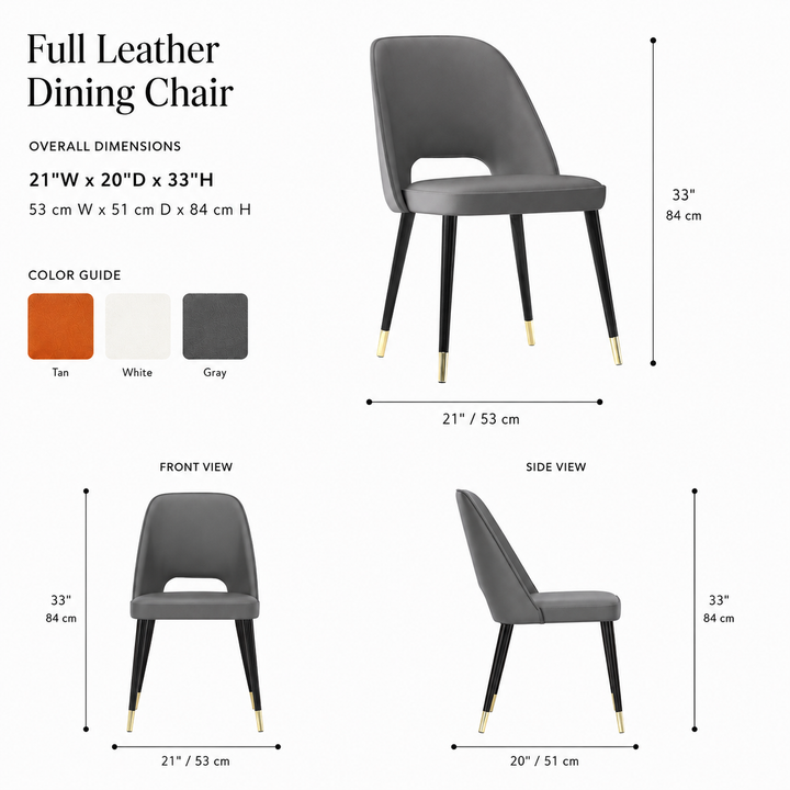 CAP Full Leather Dining Chair - Bellini