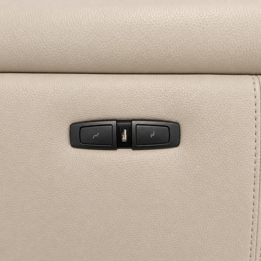 VALERIO Taupe Leather Power Reclining Sectional Sofa