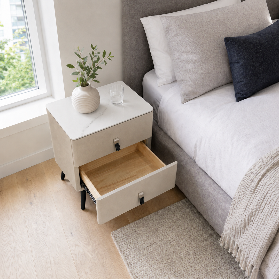 GLEN Beige Ceramic Nightstand