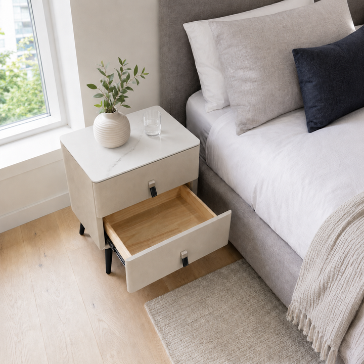 GLEN Beige Ceramic Nightstand