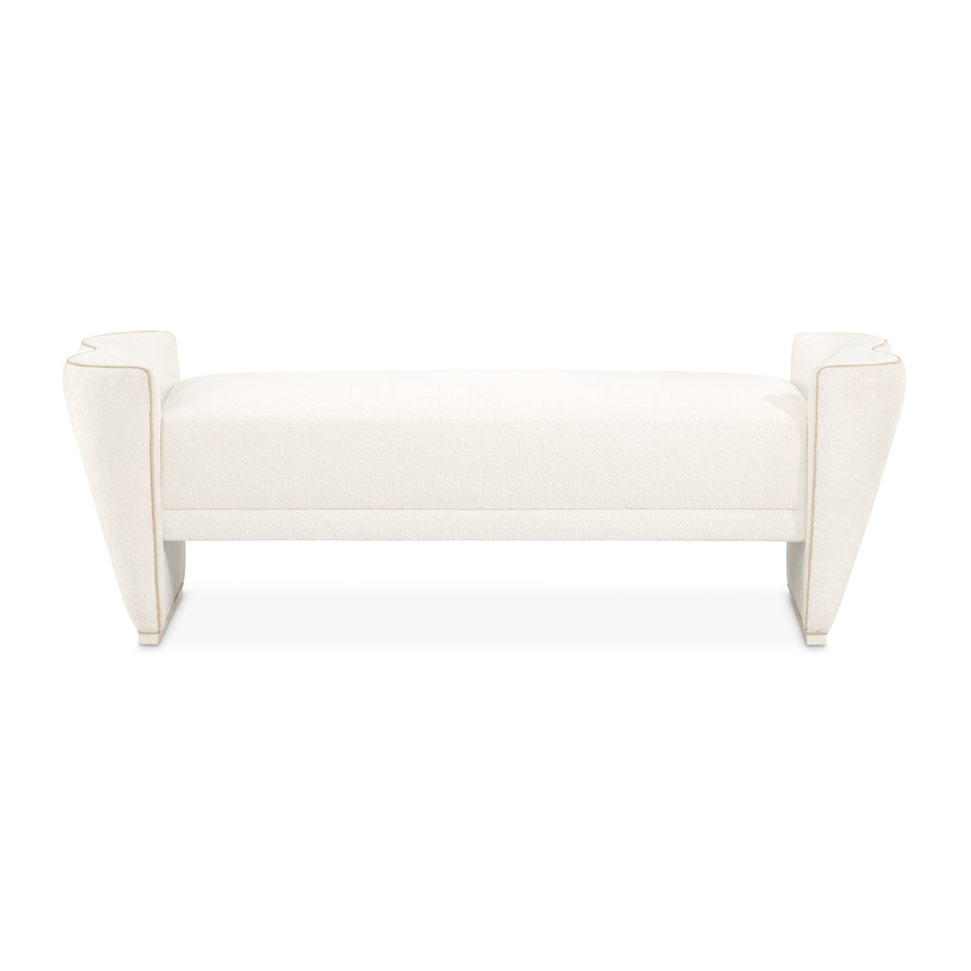 LA TERRAZZA Sculpted Bouclé Bedroom Bench - Michael Amini