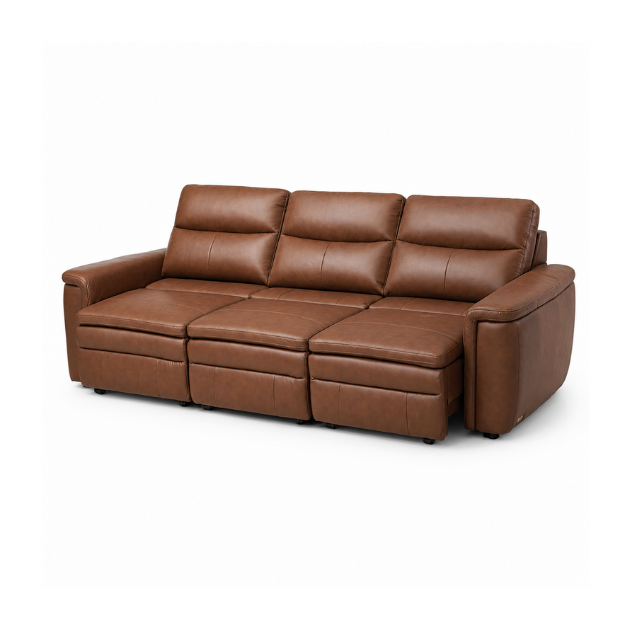 MILANA 3 Seaters Elegant Brown Leather Power Motion Sofa