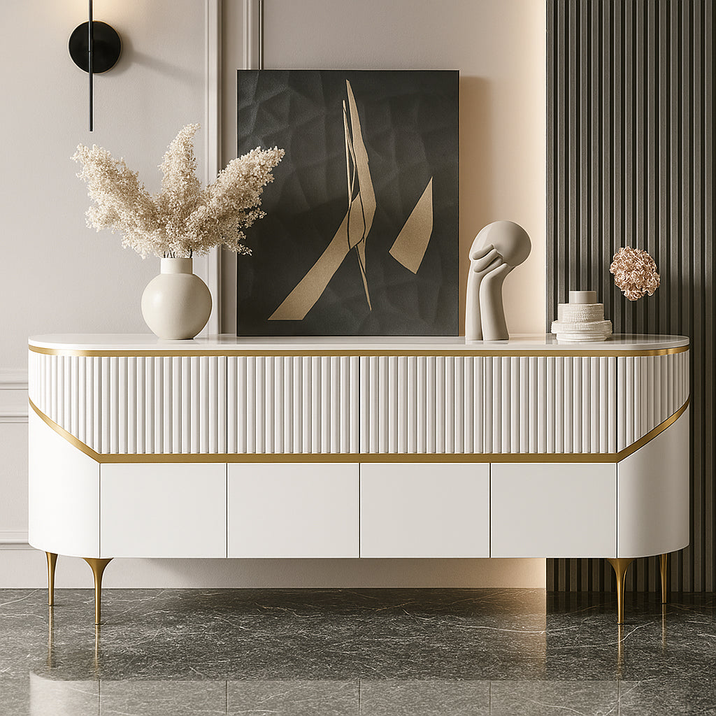 VIONNA 63" Luxe Faux Marble Buffet Cabinet