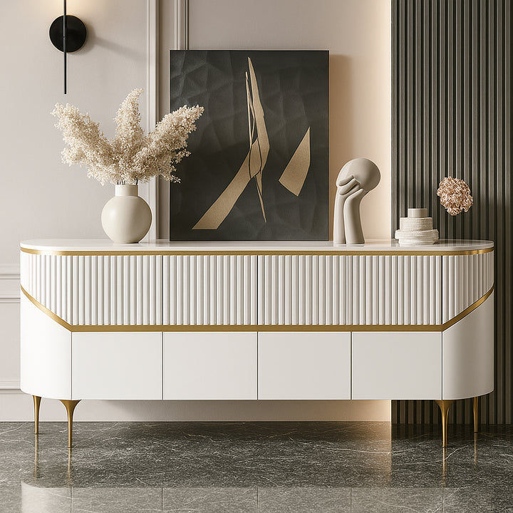 VIONNA 63" Luxe Faux Marble Buffet Cabinet
