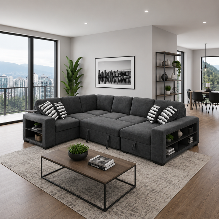 ALORA Stylish Dark Grey Sectional Sofabed