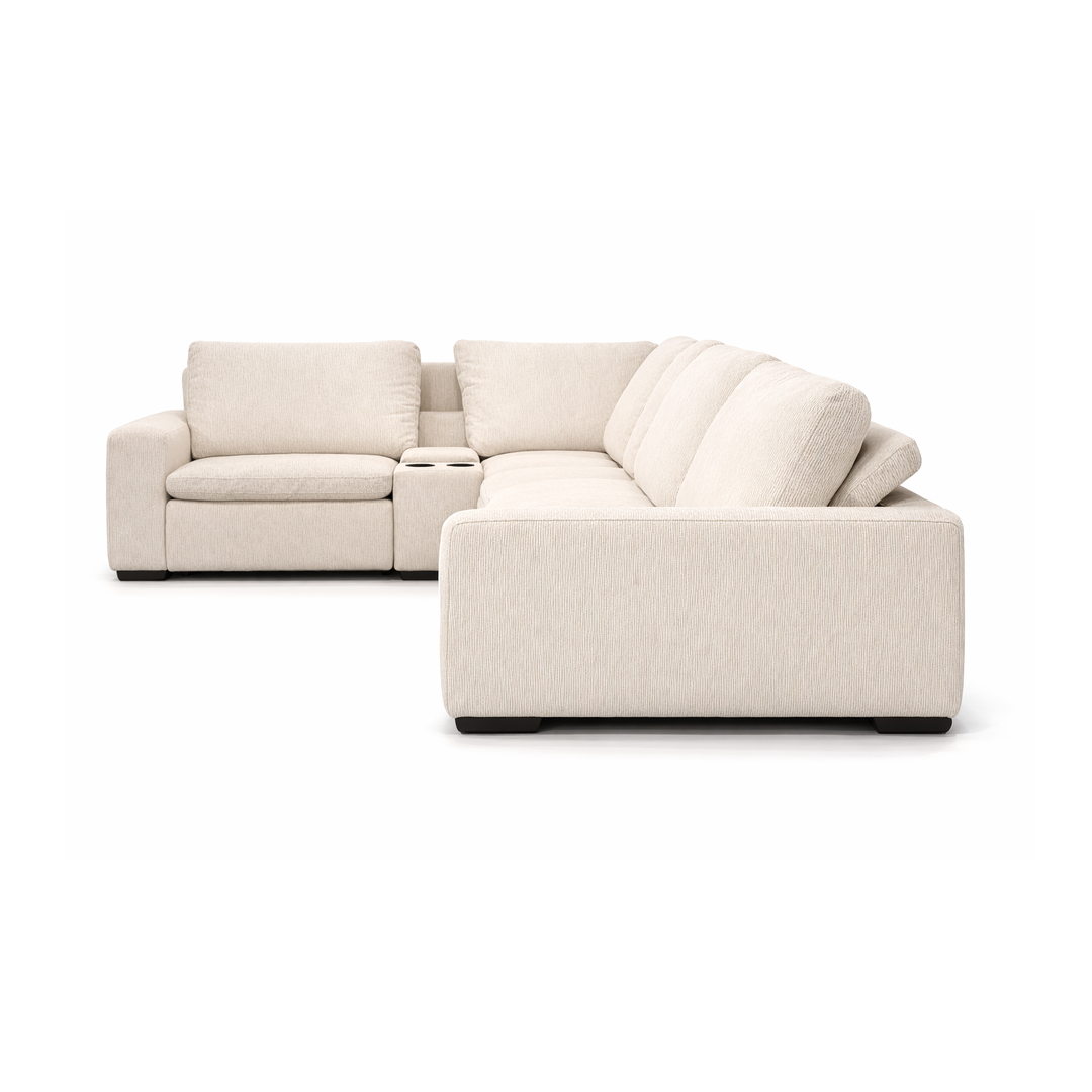 ELDRIC Beige Fabric Power Reclining Sectional Sofa