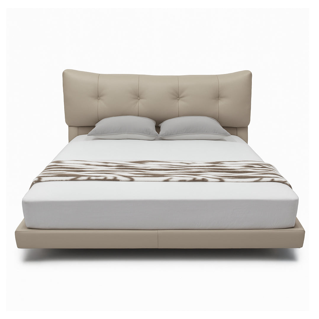 MAEVA Underlit Floating Beige Leather Platform Bed