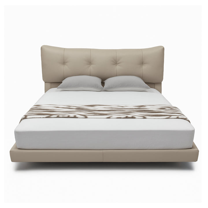 MAEVA Underlit Floating Beige Leather Platform Bed