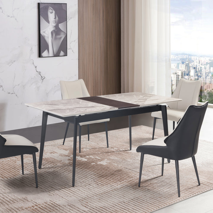 Ceramic & Veneer Extendable Dining Table