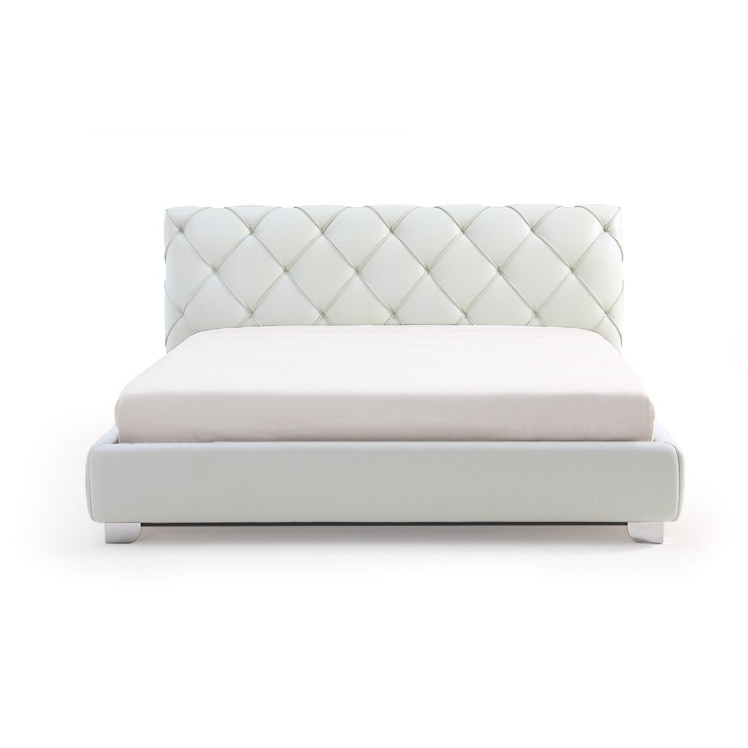 DIANA Tufted Leather Bed King White