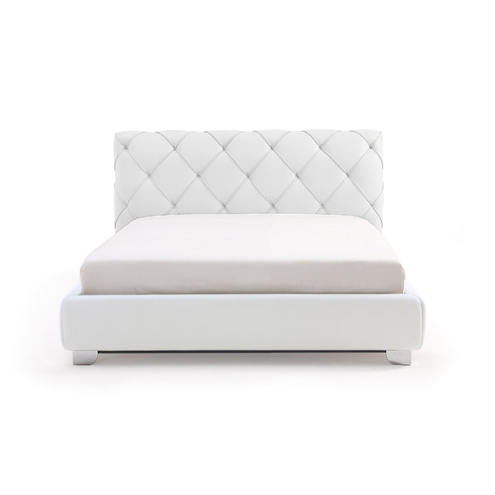 DIANA Tufted Leather Bed Queen White