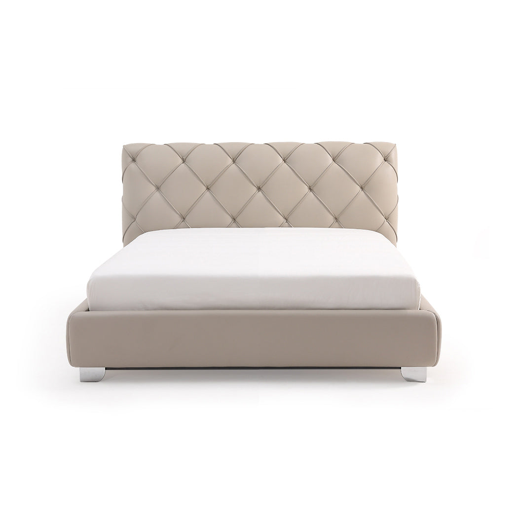 DIANA Tufted Leather Bed Queen Grey