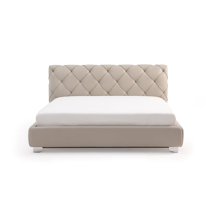 DIANA Tufted Leather Bed King Grey