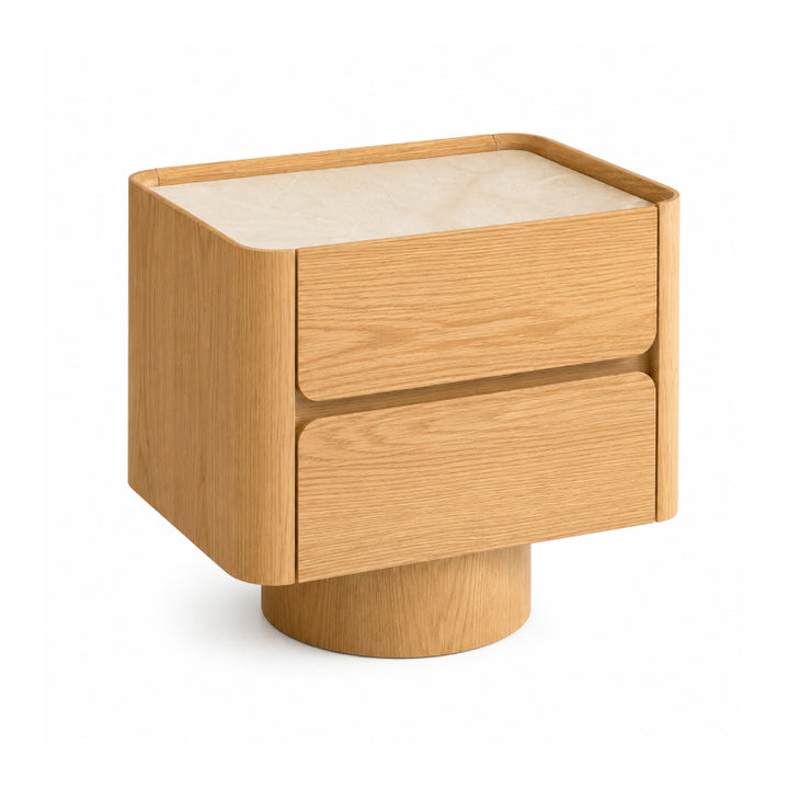 ULRIKA Oak Veneer Pedestal Nightstand