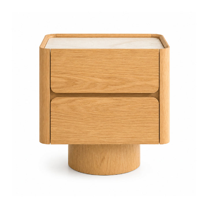 ULRIKA Oak Veneer Pedestal Nightstand
