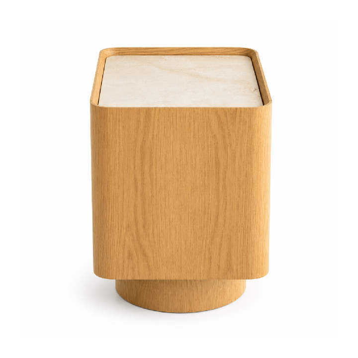 ULRIKA Oak Veneer Pedestal Nightstand