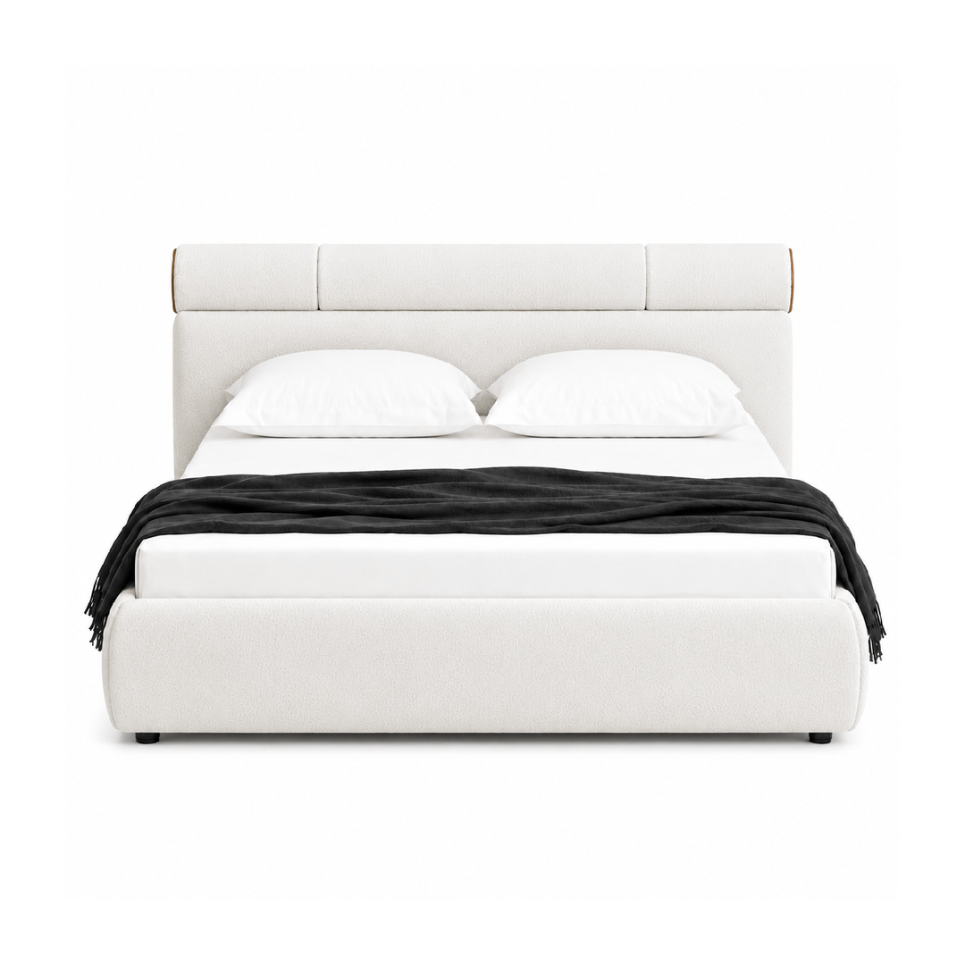 SIGRID Queen Beige Fabric Bed