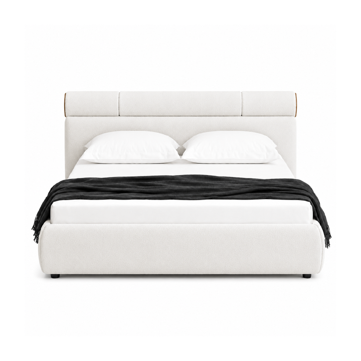 SIGRID Queen Beige Fabric Bed
