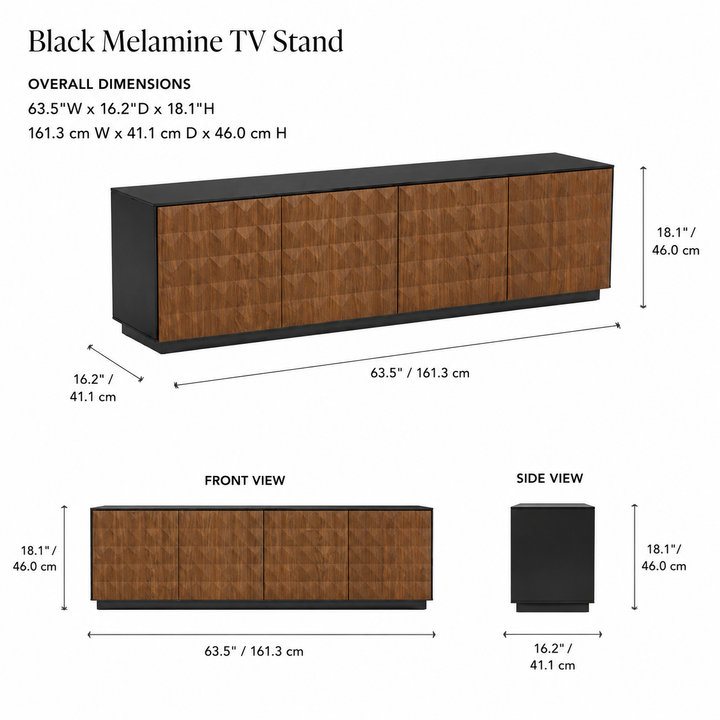 EIDEN  Black Melamine TV Stand