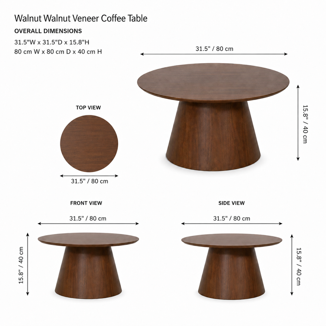 BRIELLE Walnut Walnut Veneer Coffee Table