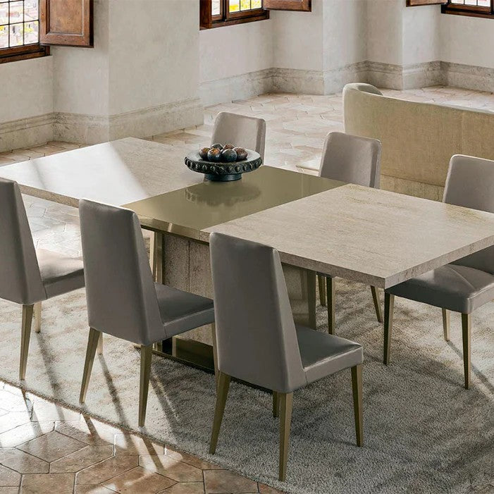 JAYLA Gold Travertine Extendable Dining Table - ALF Italia