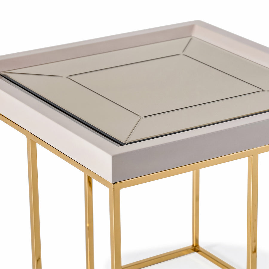 CARMELA Shimmer Ivory End Table - Michael Amini