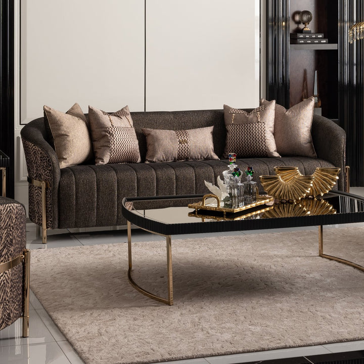 LISBON Gold Fabric Sofa - Michael Amini