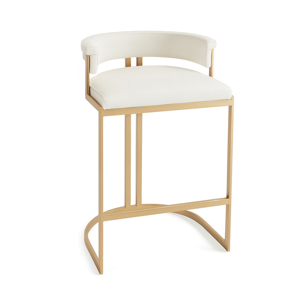 ORION Contemporary Counter Stool in Multiple Finishes White Leathaire